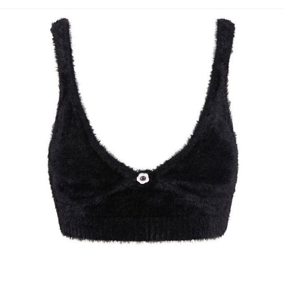 NEW FOR LOVE & LEMONS Devon Sleeveless Fuzzy Top Black Large - Picture 1 of 9